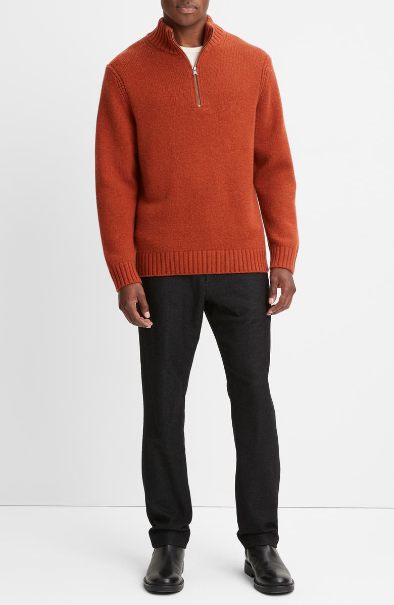 Vince Relaxed Fit Quarter Zip Wool & Cashmere Sweater, Main, color, Rust Amber