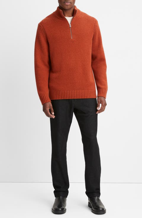 Relaxed Fit Quarter Zip Wool & Cashmere Sweater