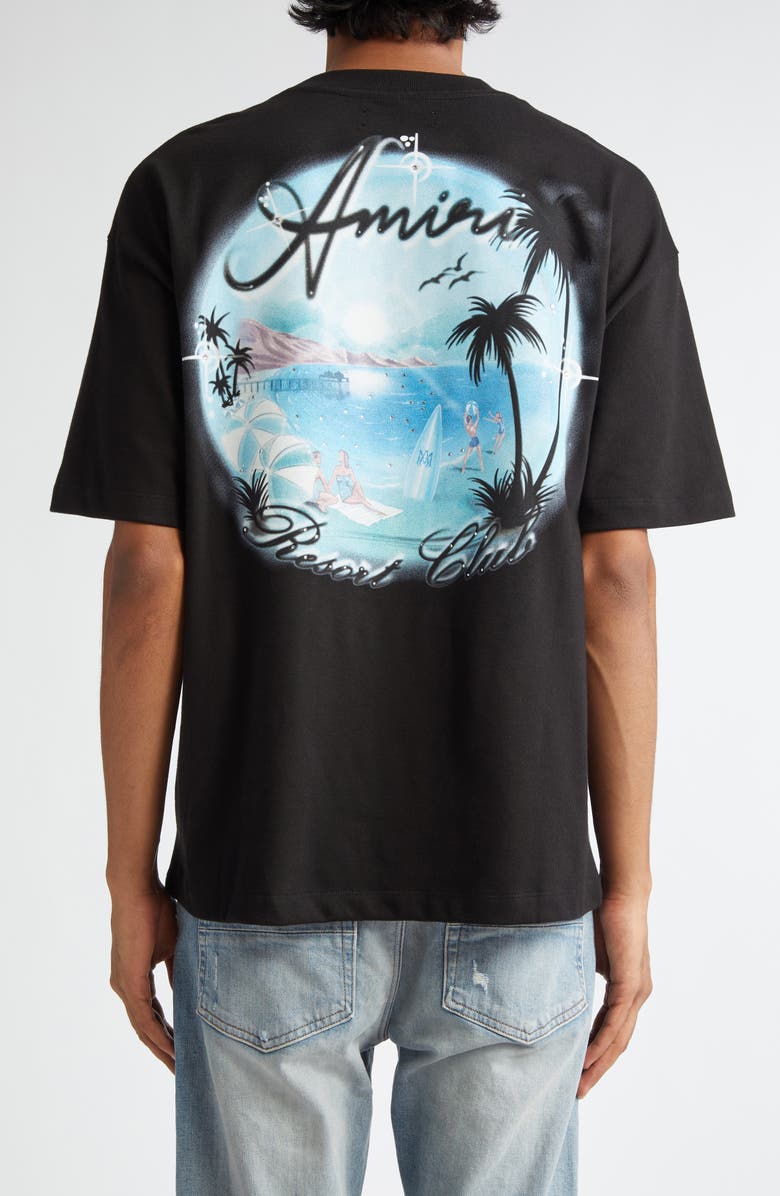 AMIRI Oversize Airbrush Logo Graphic T-Shirt, Alternate, color, Black