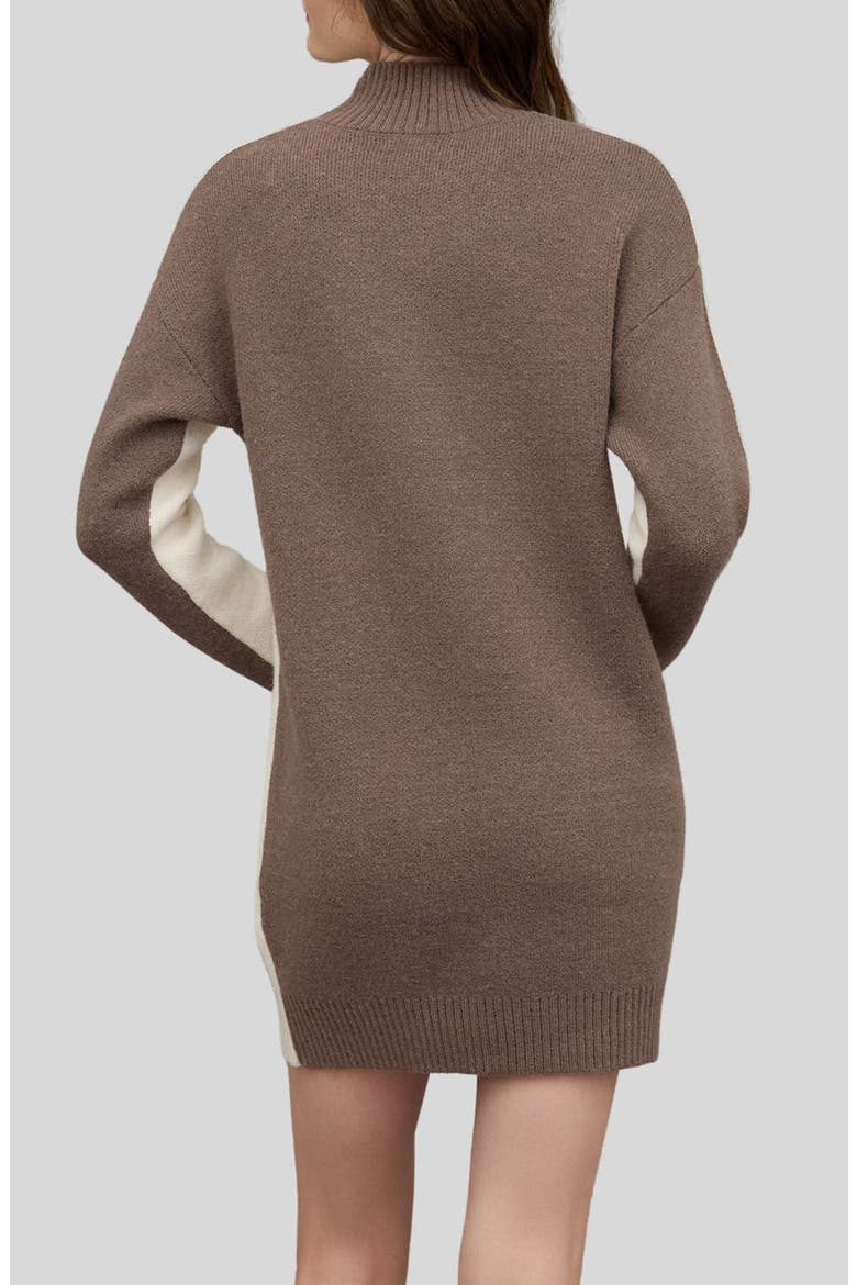 Colorblock Mock Neck Long Sleeve Sweater Dress, Alternate, color, IVORY