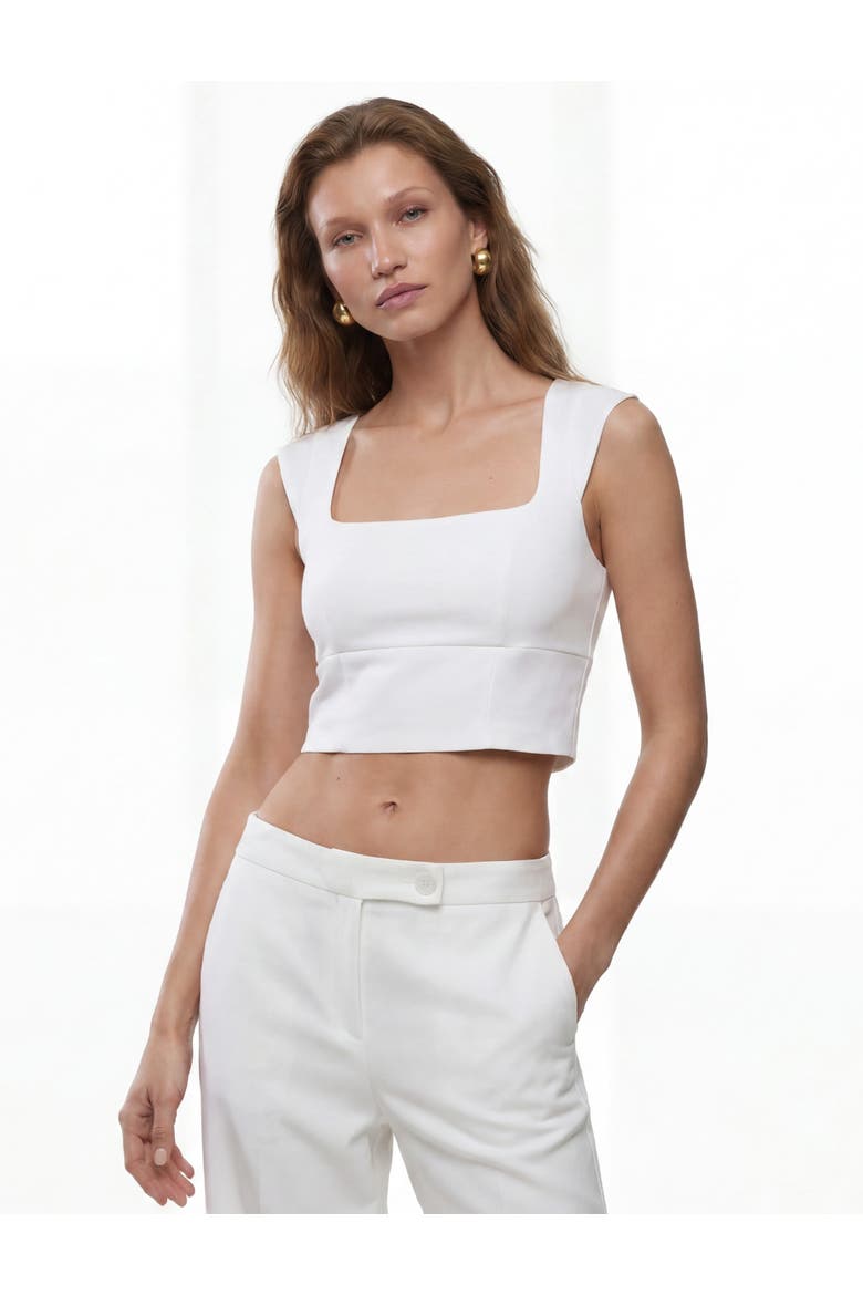 Slim Fit Sleeveless Crop Blouse, Alternate, color, WHITE