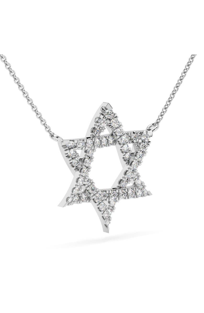 Bliss Diamond 1Ct TW Diamond Jewish Star Pendant 14k Gold Lab Grown Necklace 1" Tall, Alternate, color, 14K White Gold