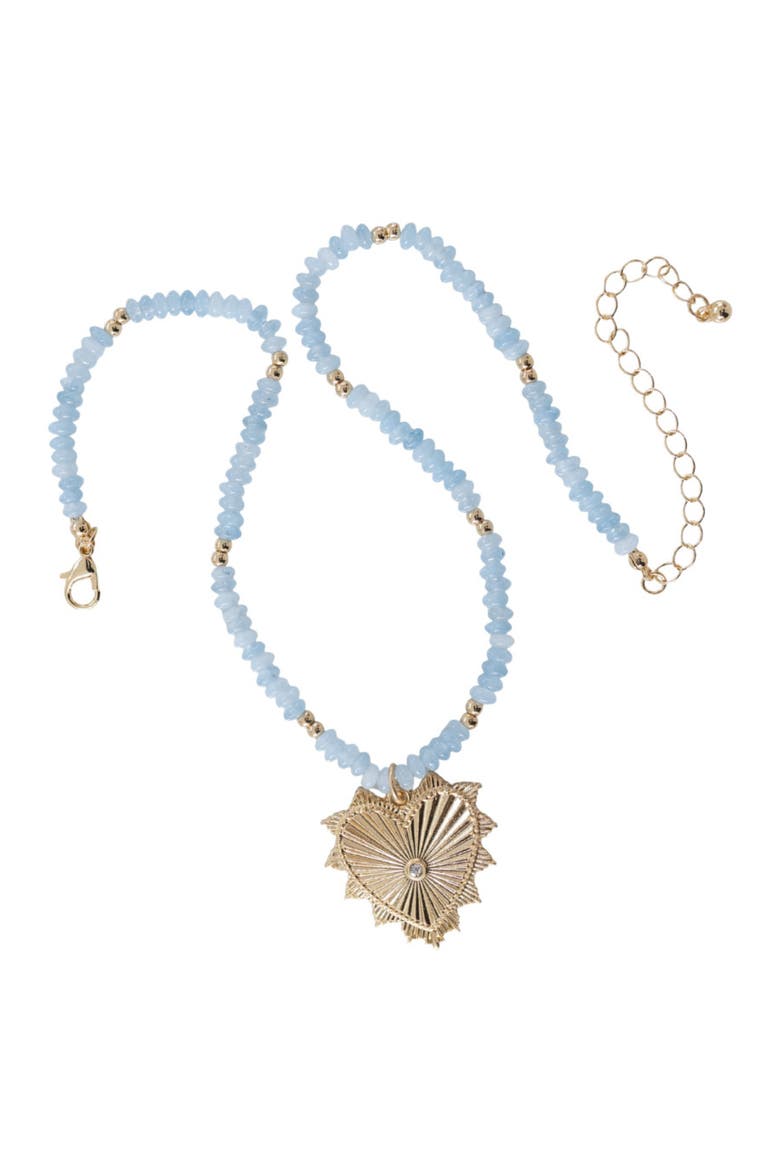Ocean Love and Heart Necklace, Main, color, Blue
