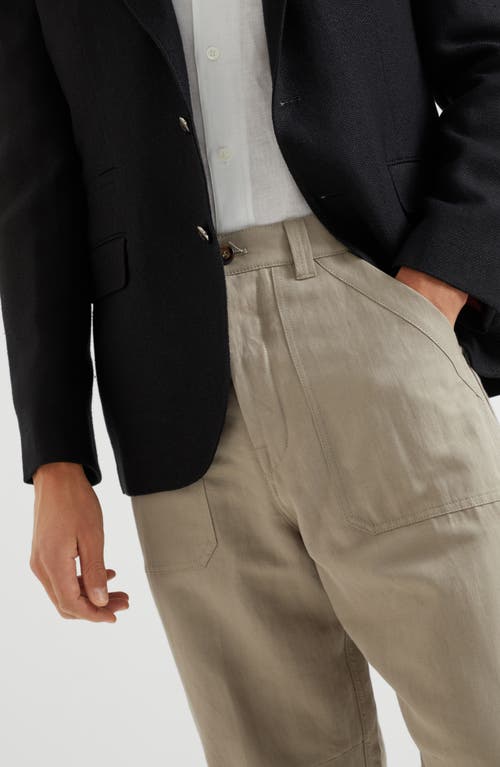 Brunello Cucinelli Linen Pants In Khaki