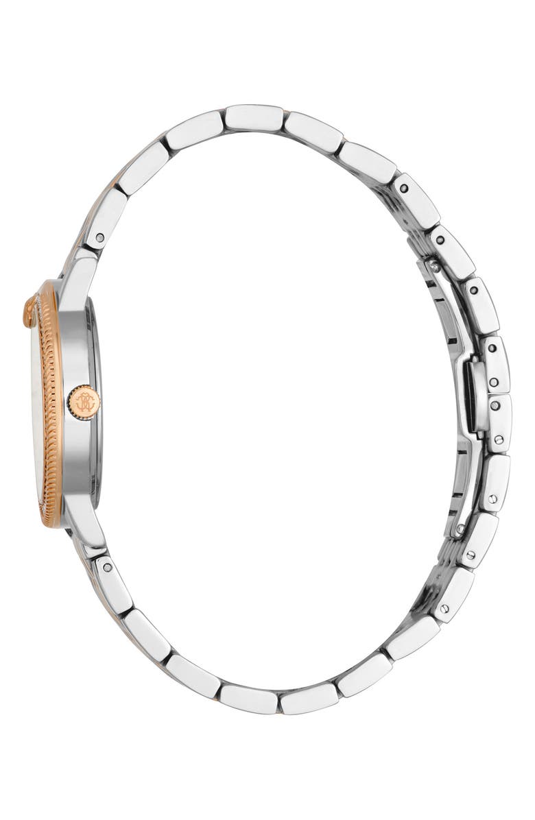 Roberto Cavalli Mother-of-Pearl Dial Bracelet Watch, 32mm, Alternate, color, Two Tone Silver & Rose Gold