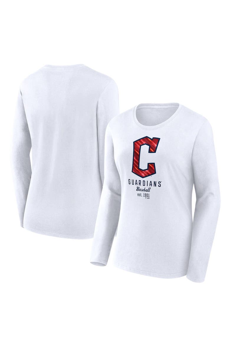 Women's Fanatics Branded  White Cleveland Guardians Long Sleeve T-Shirt, Main, color, White