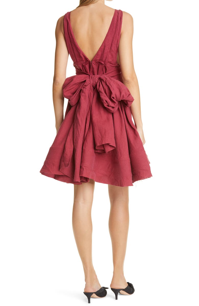 Brock Collection Quesyn Bow Linen Minidress, Alternate, color,