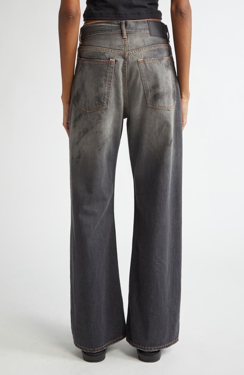 Acne Studios 2021 Black Trafa Paint Splatter Loose Fit Wide Leg Jeans, Alternate, color, Black
