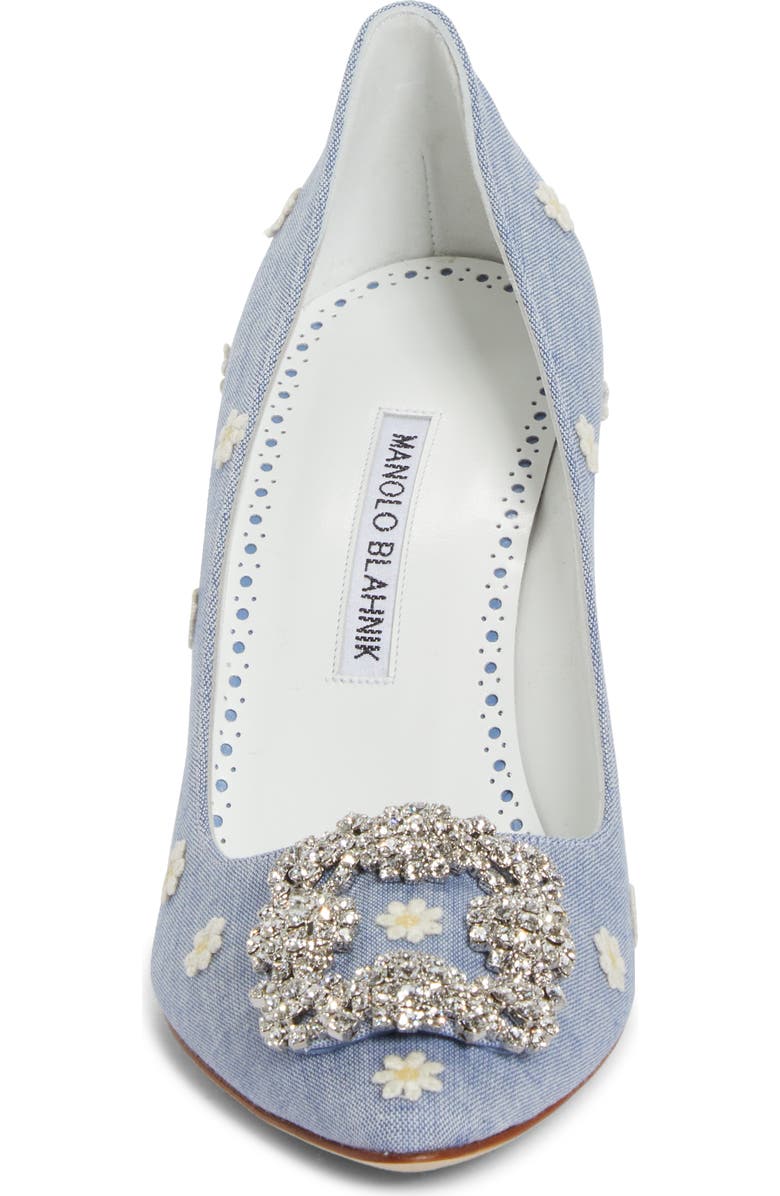 Manolo Blahnik Hangisi Crystal Buckle Pump, Alternate, color, Blue Multi