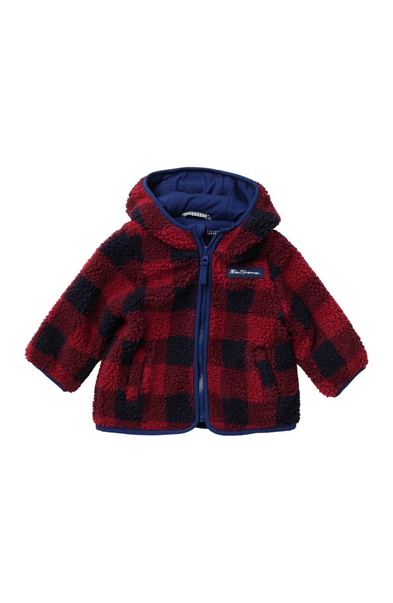 Ben Sherman Woven Plaid Print Full Zip Hoodie, Main, color, 