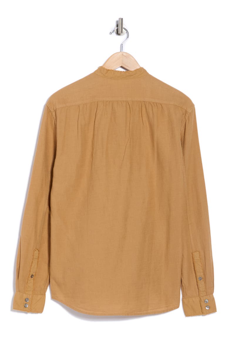 Slim Fit Band Collar Stretch Button-Up Shirt, Alternate, color, BROWN SUGAR