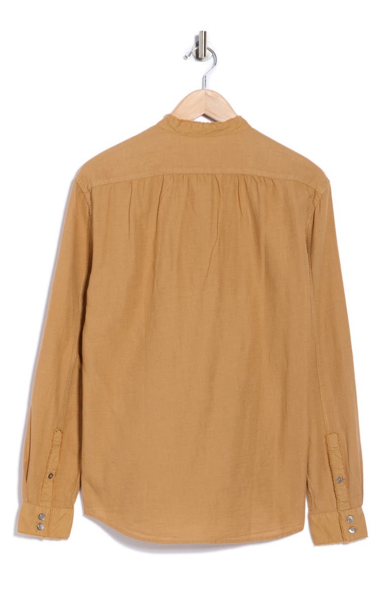 John Varvatos Slim Fit Band Collar Stretch Button-Up Shirt, Alternate, color, Brown Sugar