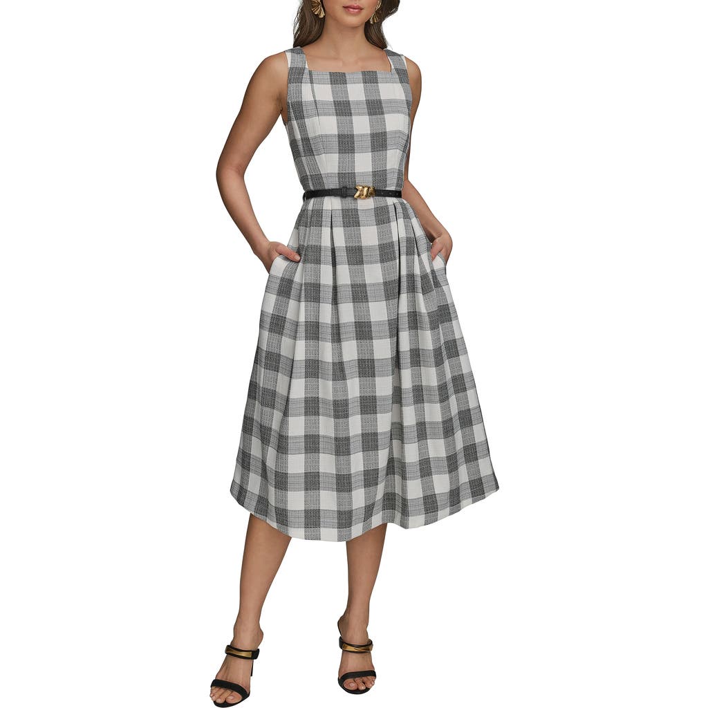 Shop Donna Karan New York Check Sleeveless Midi Dress