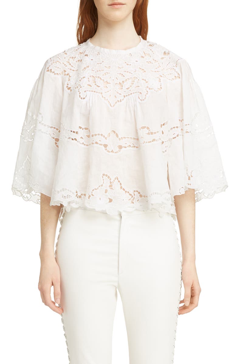 Isabel Marant Marlo Broderie Anglaise Blouse, Main, color, 