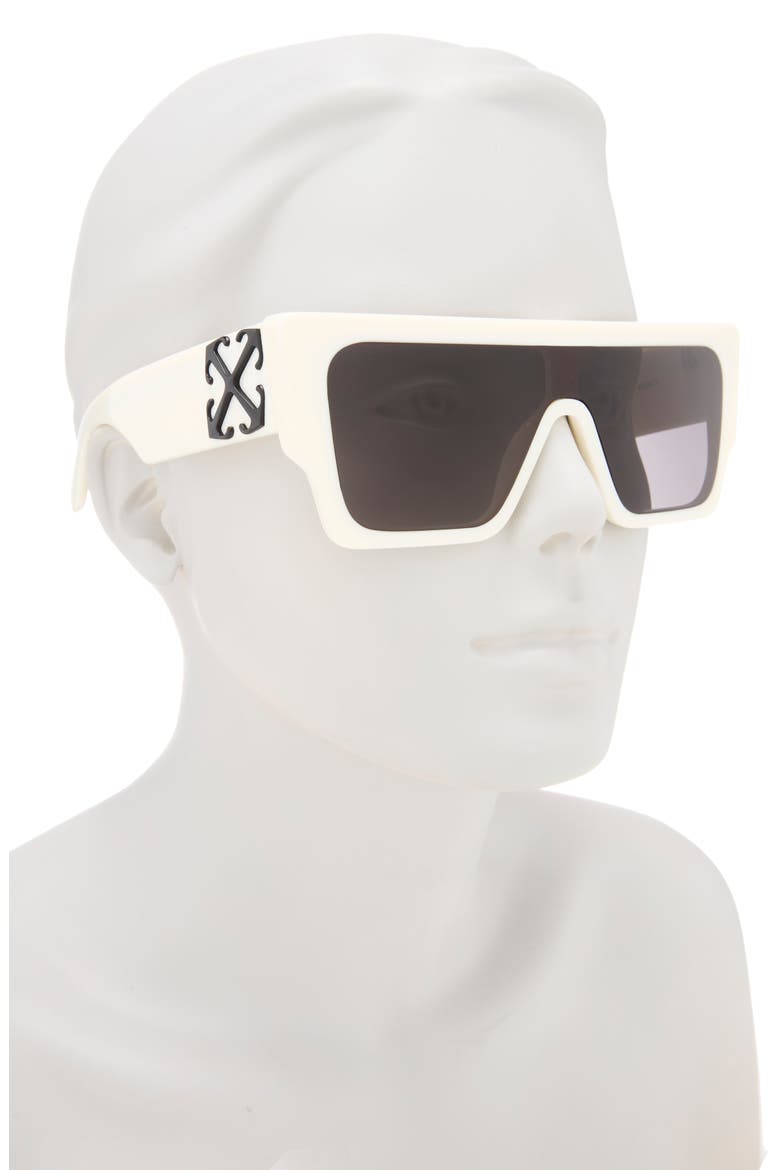Marion 133mm Shield Sunglasses, Alternate, color, WHITE DARK GREY