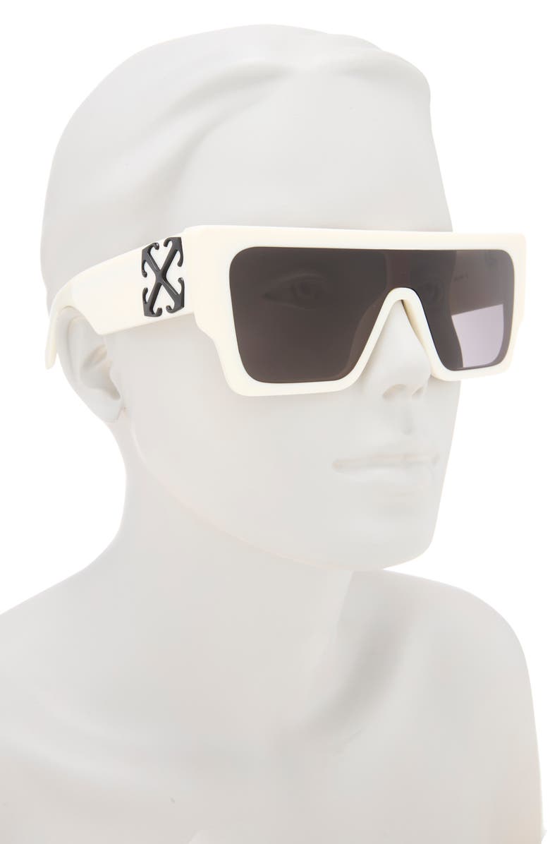 Off-White Marion 133mm Shield Sunglasses, Alternate, color, White Dark Grey