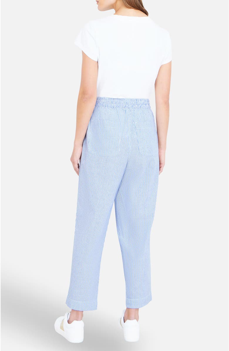 Yumi Cotton Stripe Cropped Trousers, Alternate, color, Blue