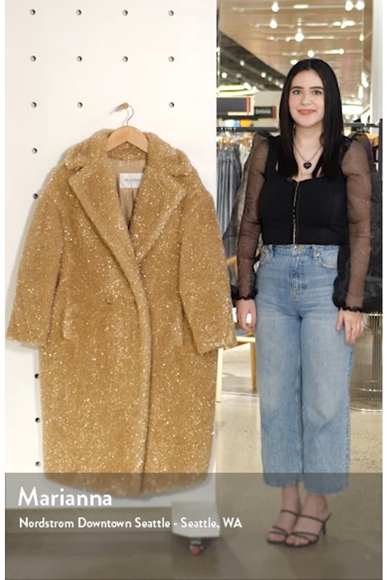 Park Metallic Faux Fur Teddy Bear Coat video
