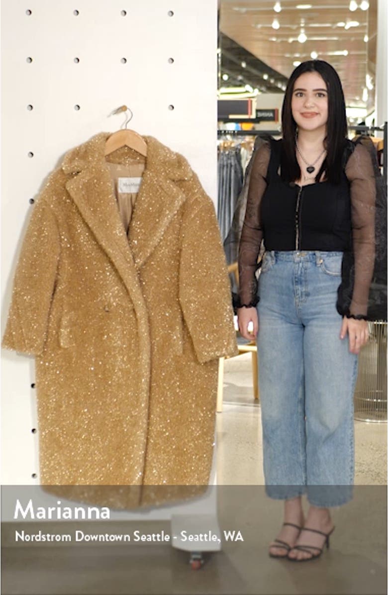 Park Metallic Faux Fur Teddy Bear Coat, sales video thumbnail