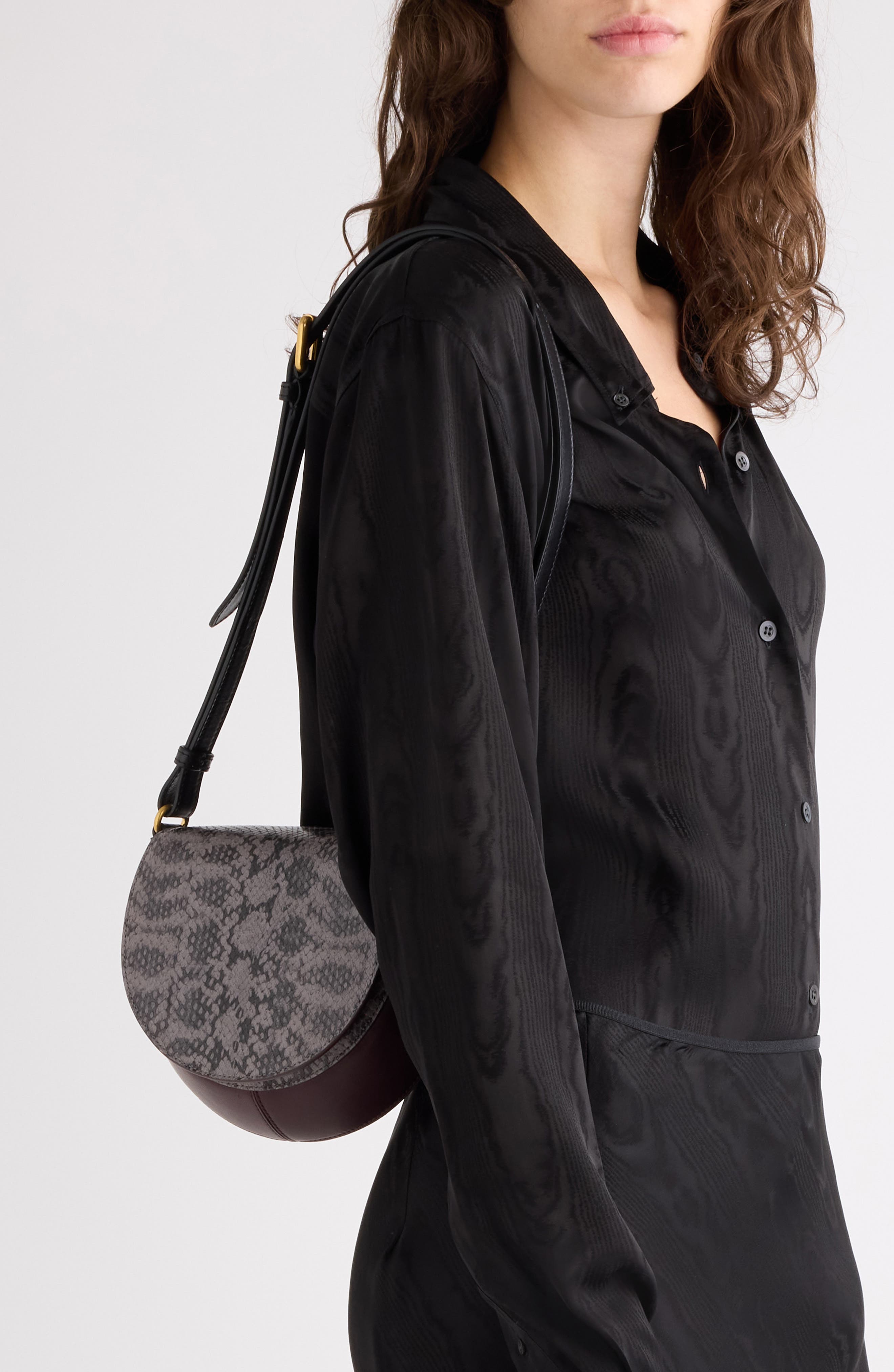 Elaphe Snake Embossed Leather Crossbody Bag, Alternate, color, TAUPE 811