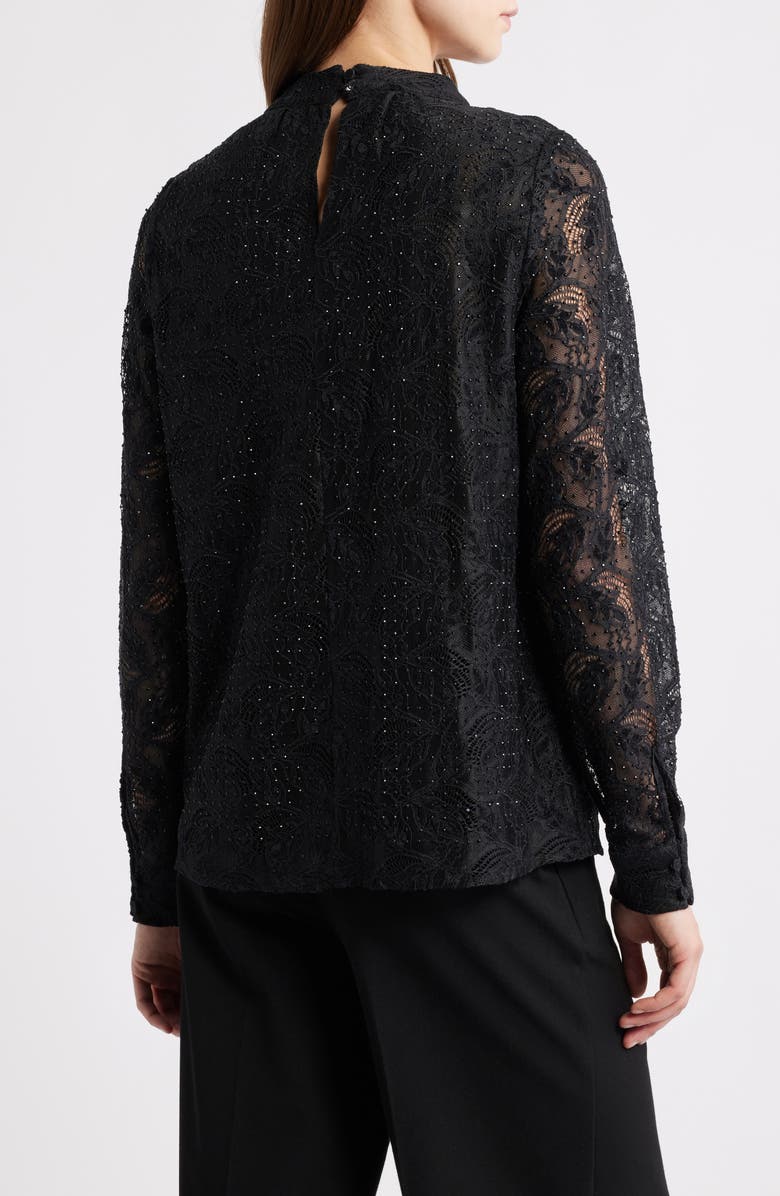 Elie Tahari Andi Burnout Velvet Lace, Alternate, color, Noir Black