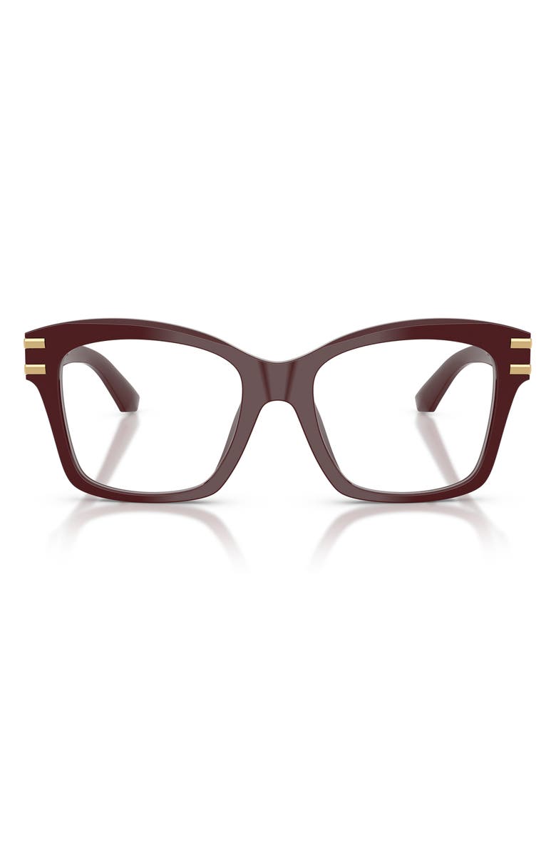 Dolce&Gabbana 54mm Square Optical Glasses, Main, color, Bordeaux