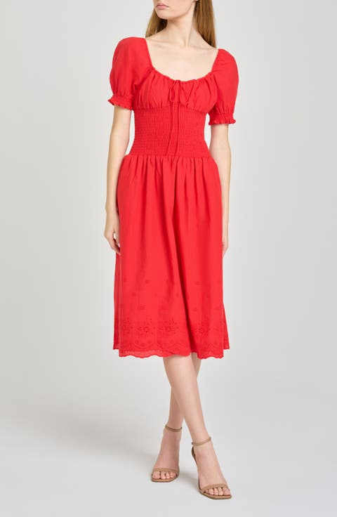 x Hannah Lovey Porter Dahlia Eyelet Detail Cotton Dress (Nordstrom Exclusive)