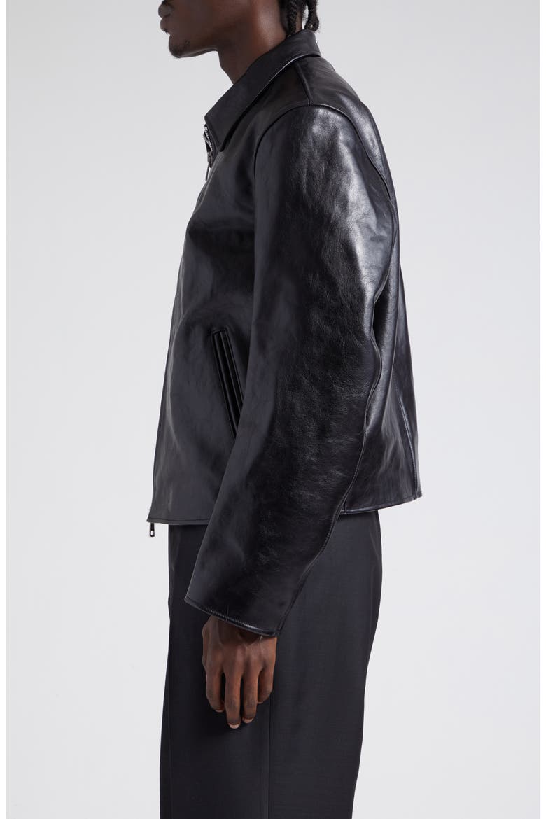 Boxy Mini Leather Jacket, Alternate, color, TOP DYED BLACK LEATHER