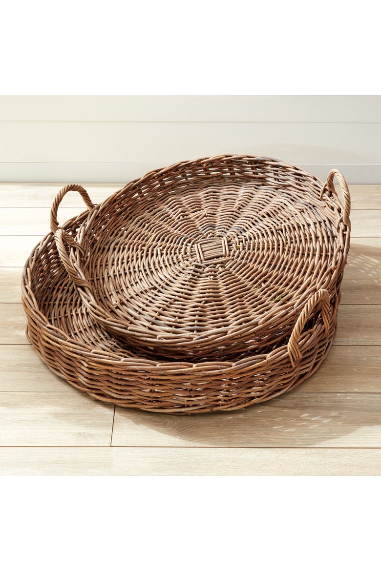 Normandy Extra Large Low Round Baskets Set of 2, Alternate, color, Gray