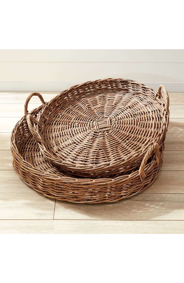 Napa Home & Garden Normandy Extra Large Low Round Baskets Set of 2, Alternate, color, Gray