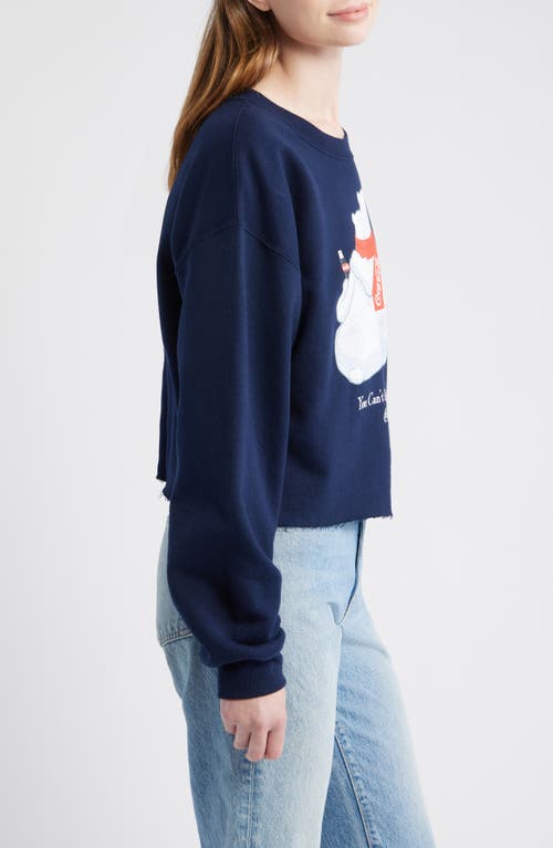 Junk Food You Can't Beat The Feeling Crop Graphic Sweatshirt In Blue