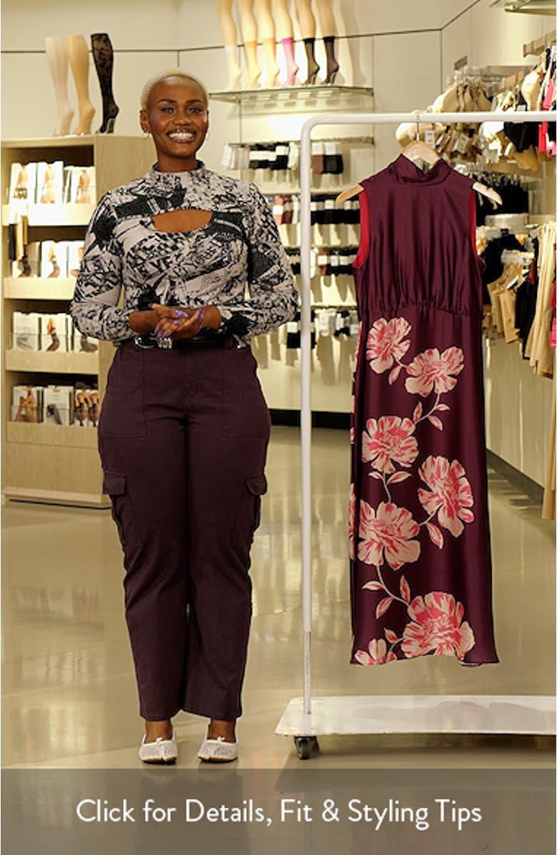 Floral Print Sleeveless Satin Maxi Dress, sales video thumbnail