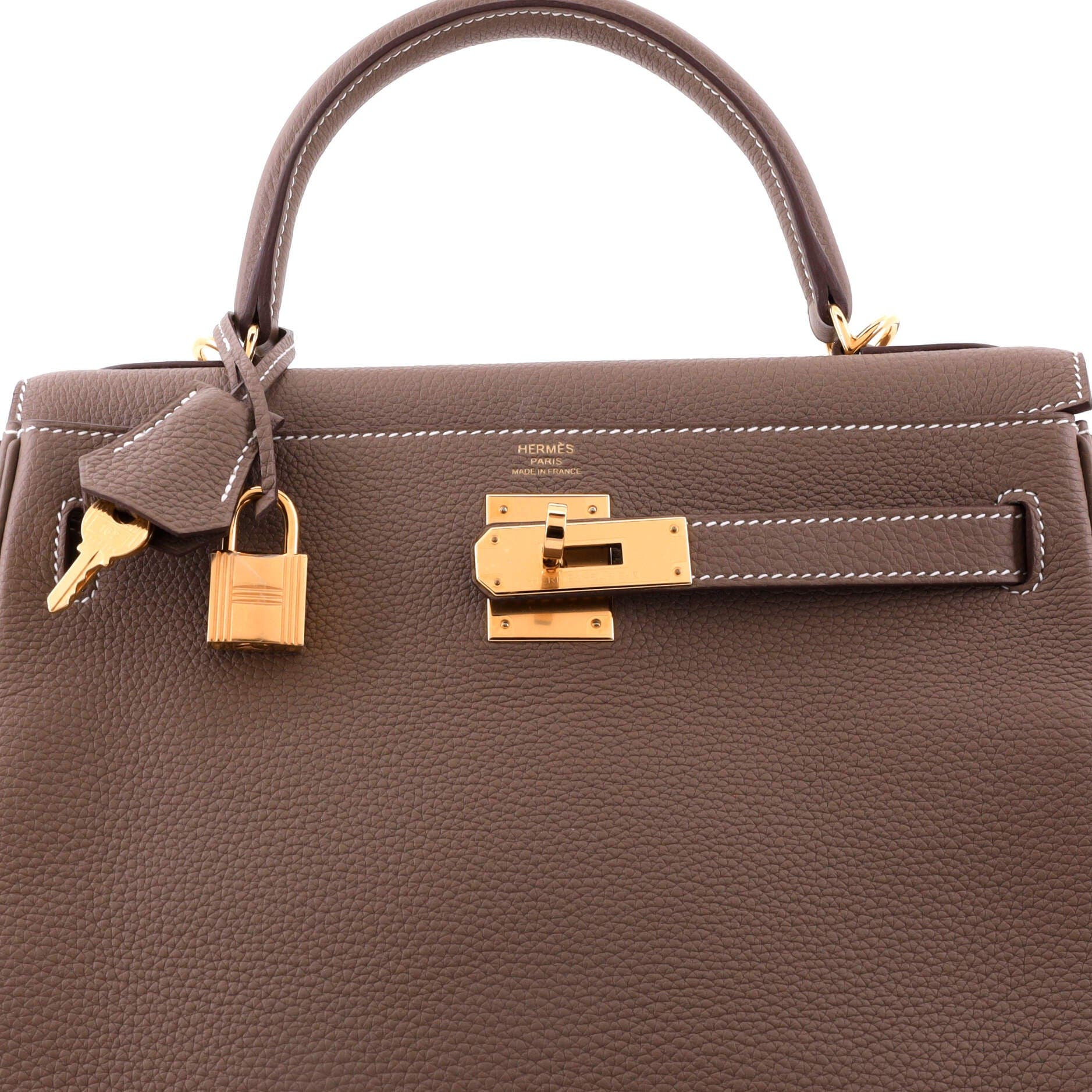 Pre-Owned Hermes Kelly Handbag Grey Togo with Gold Hardware 28, Alternate, color, Etoupe