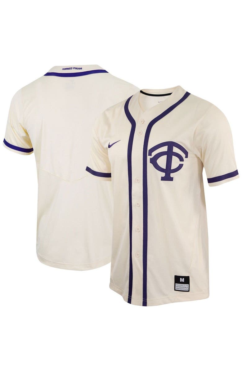 Nike Men's Nike Natural TCU Horned Frogs Replica Baseball Jersey, Main, color, 