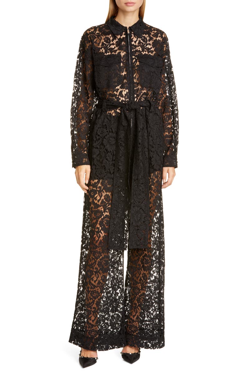 Valentino Zip Front Lace Jumpsuit, Main, color,