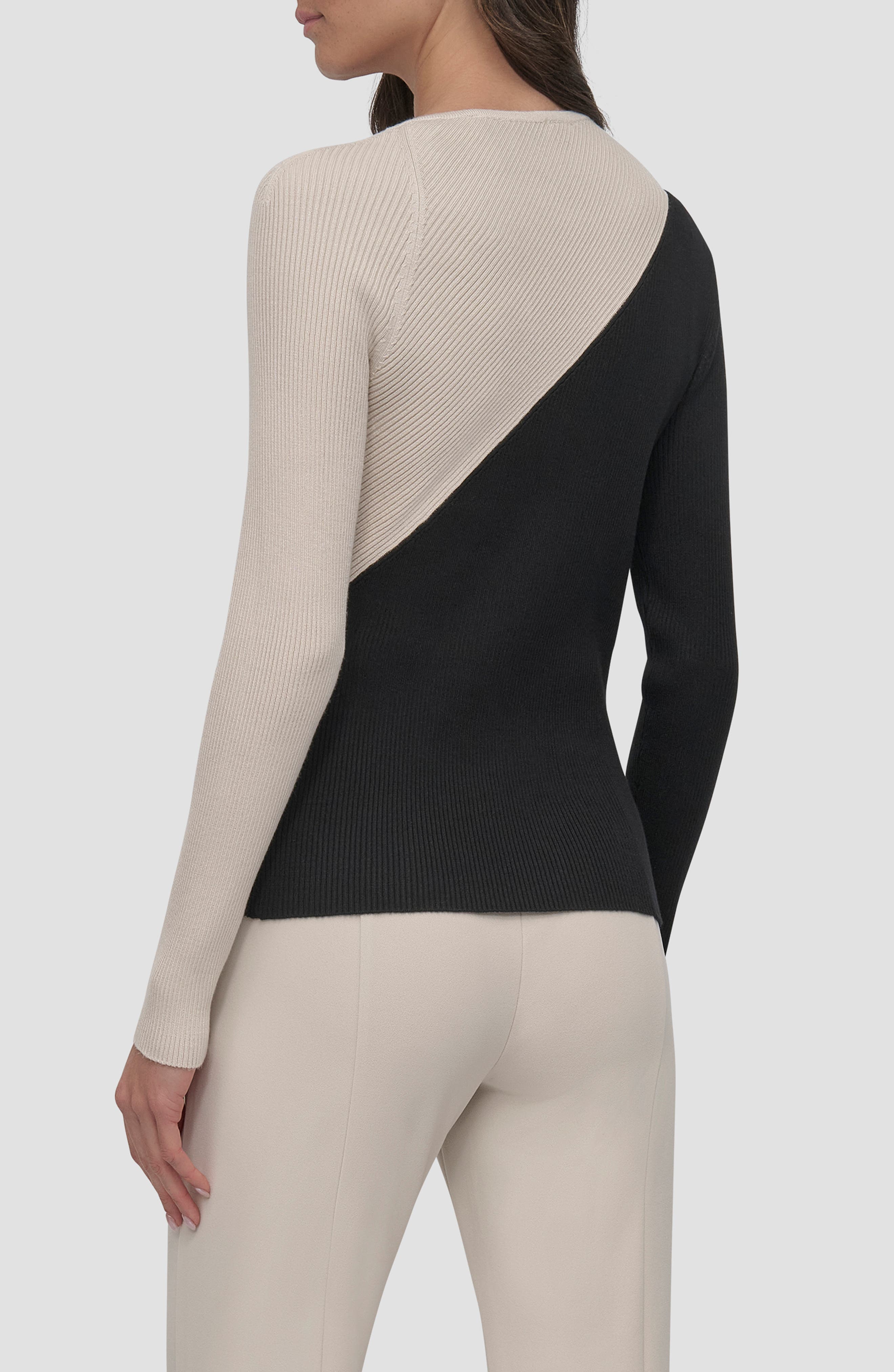 Colorblock Shoulder Cutout Long Sleeve Sweater - image 2