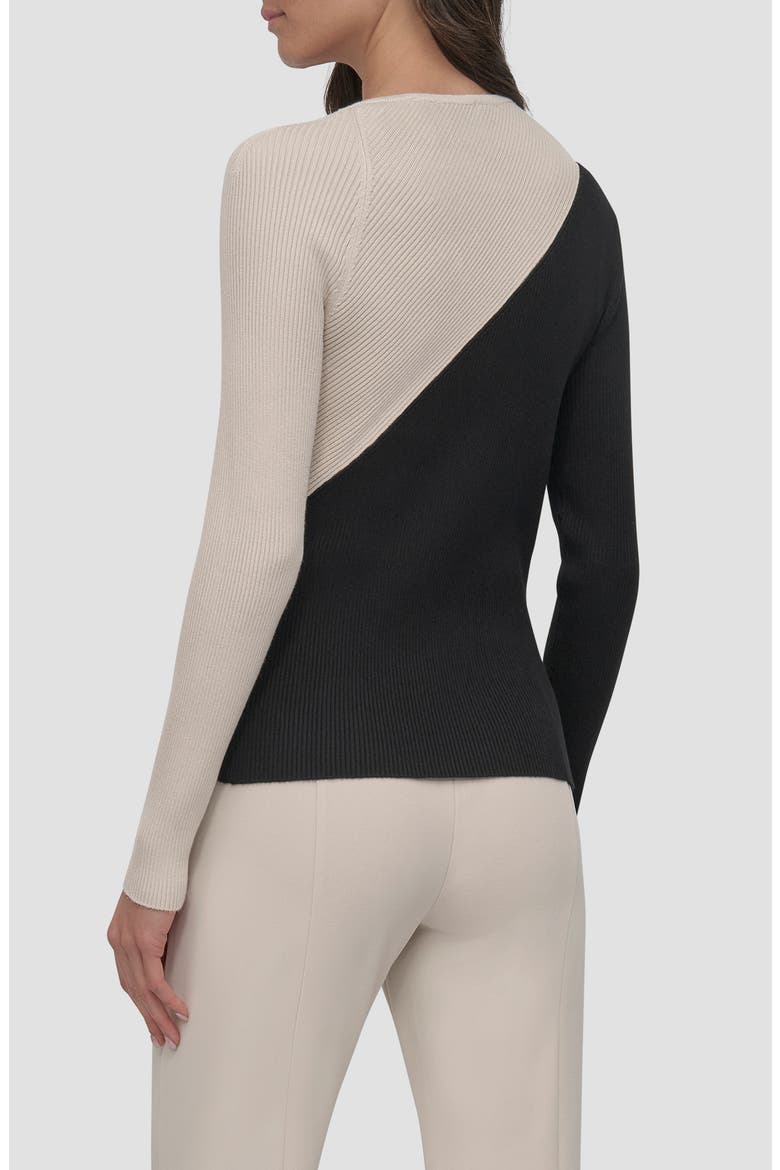 Colorblock Shoulder Cutout Long Sleeve Sweater, Alternate, color, BLACK/ LATTE CITY