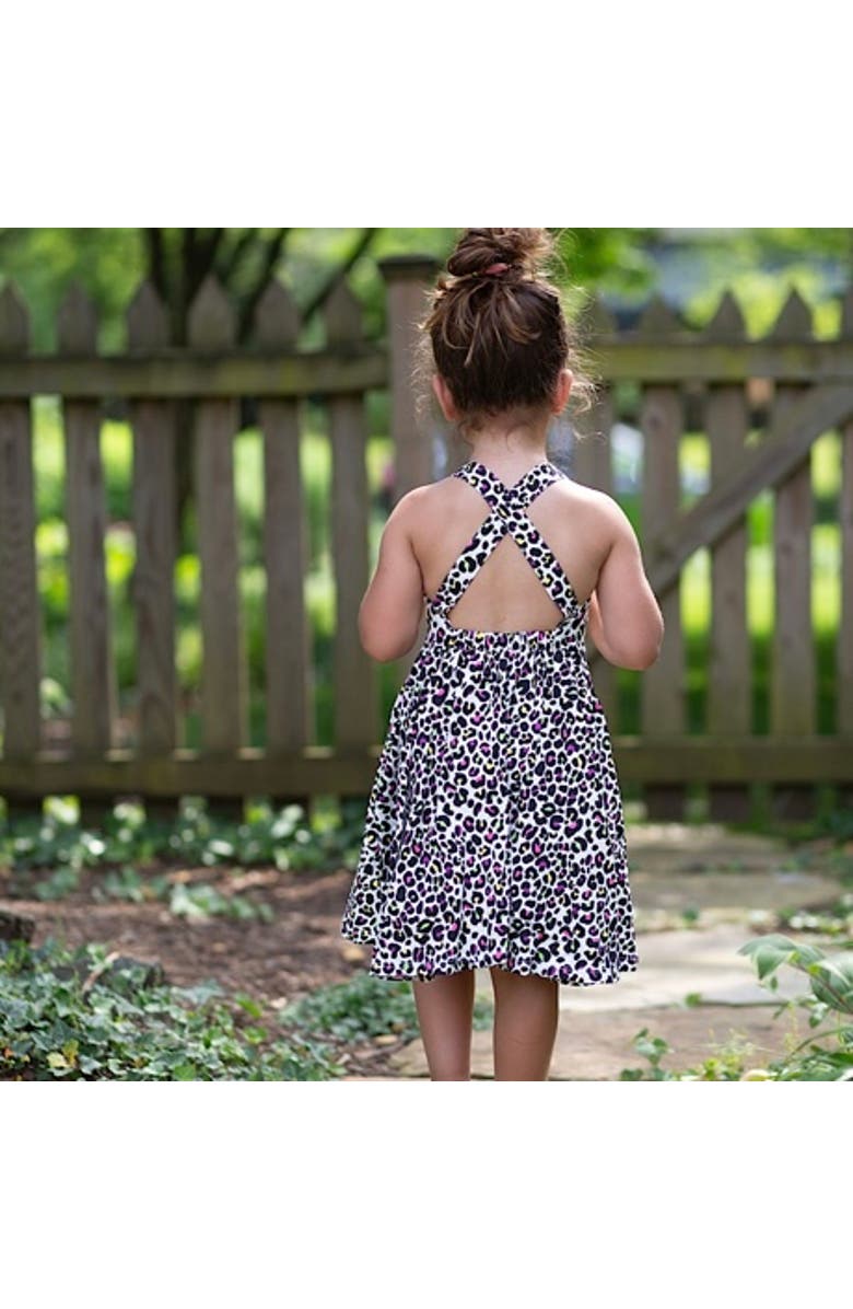 WORTHY THREADS Girls Cross Back Dress, Alternate, color, Neon Leopard