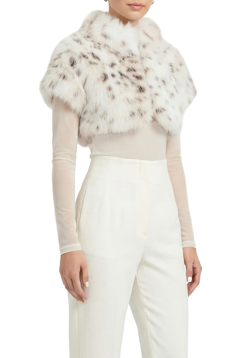 Fur-Free Lynx Belly (Faux Fur) Bolero, Short Sleeves, Alternate, color, LYX