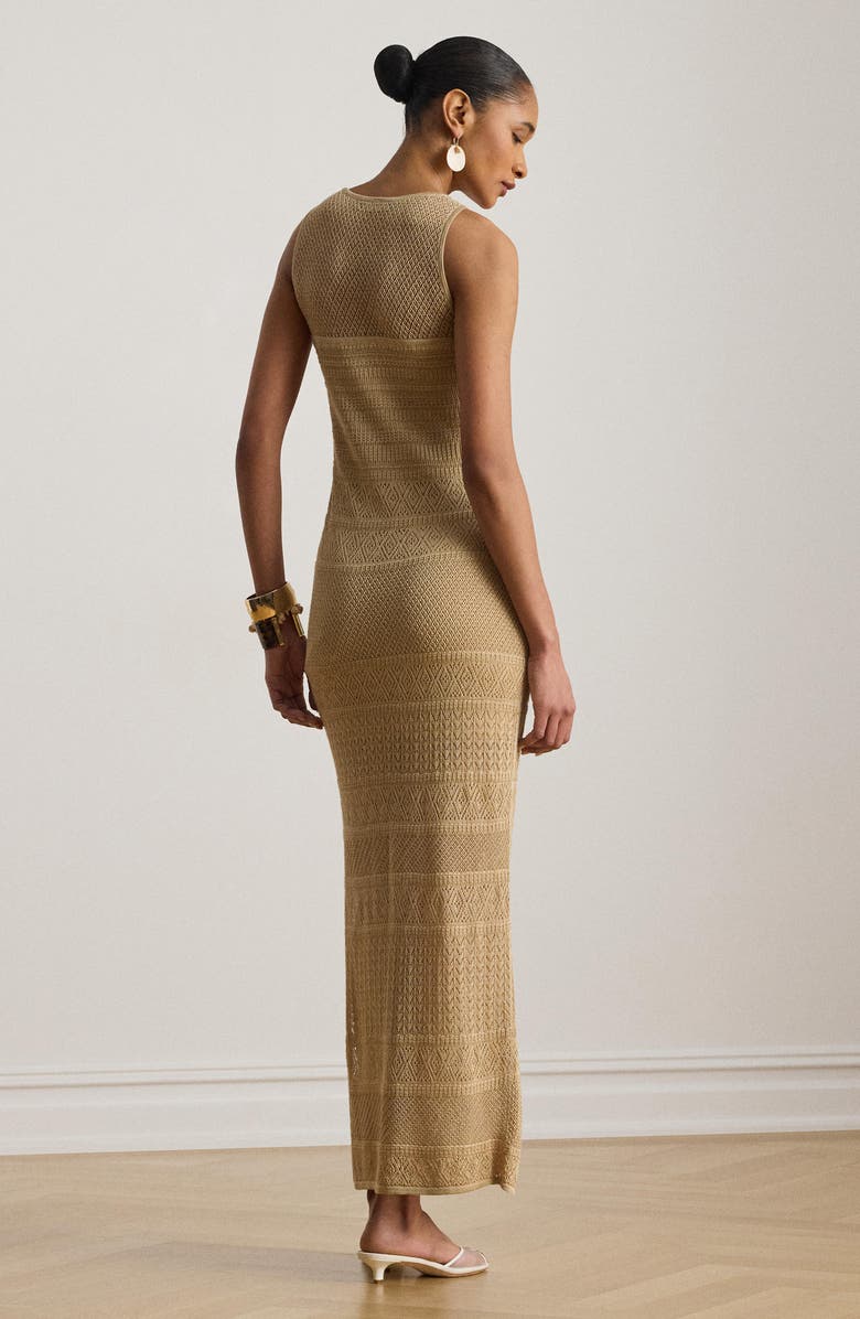 Lauren Ralph Lauren Pointelle Sleeveless Maxi Dress, Alternate, color, Birch Beige/ Multi