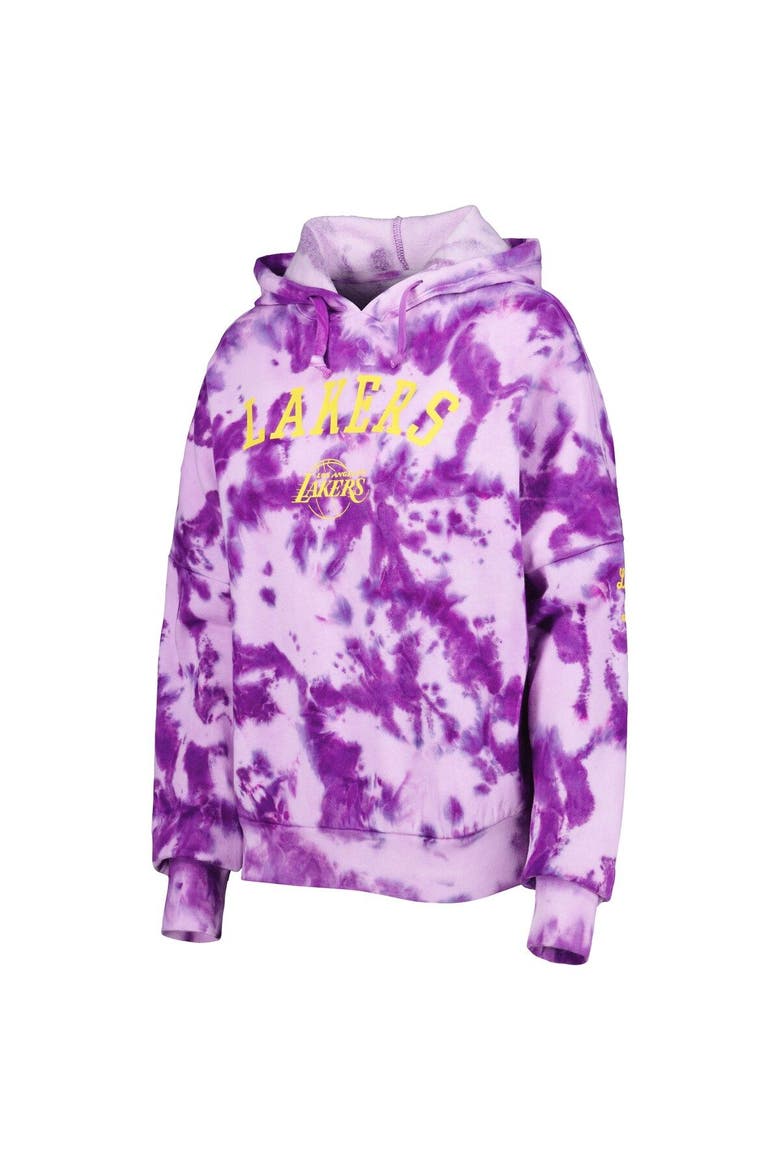 Women's New Era Purple Los Angeles Lakers Brushed Cotton Tie-Dye Pullover Hoodie, Alternate, color, Purple