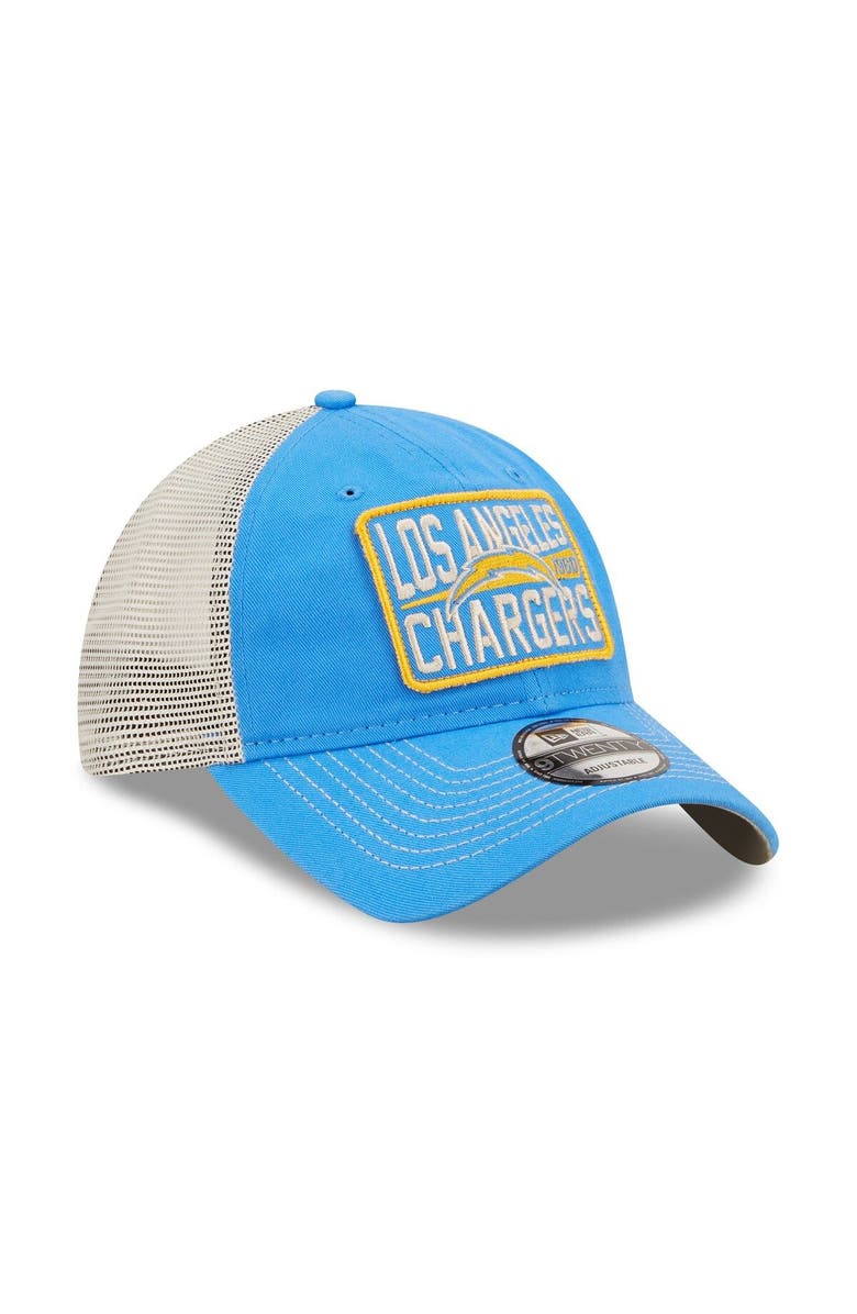 New Era Men's New Era Powder Blue/Natural Los Angeles Chargers Devoted Trucker 9TWENTY Snapback Hat, Alternate, color, Powder Blue