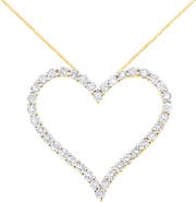 Haus of Brilliance 10k Yellow Gold Plated Silver 3.0 cttw Diamond Open Heart Pendant Necklace