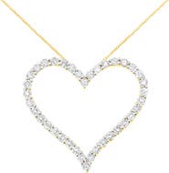 Haus of Brilliance 10k Yellow Gold Plated Silver 3.0 cttw Diamond Open Heart Pendant Necklace