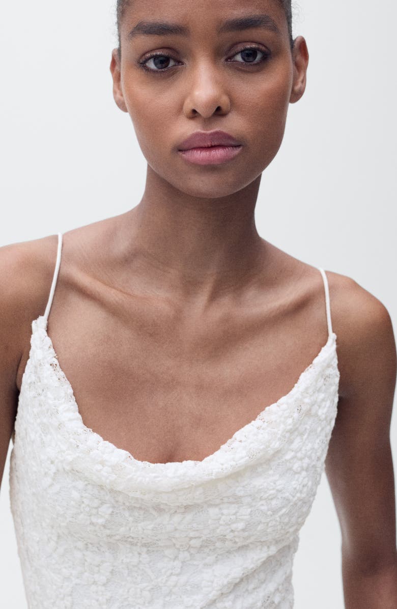 MANGO Cowl Neck Lace Slipdress, Alternate, color, 