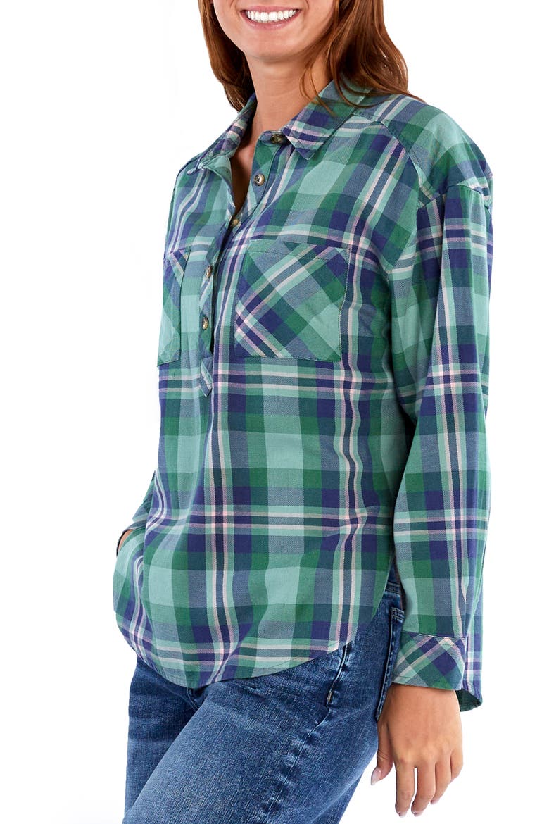 Popover Plaid Button-Up Shirt, Alternate, color, TREE FARM PLAID