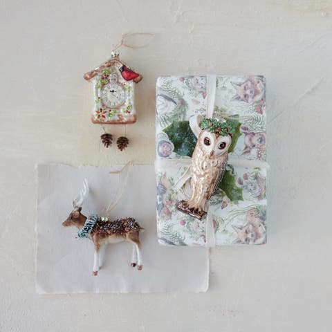 Glass Cuckoo Clock Ornament with Glitter