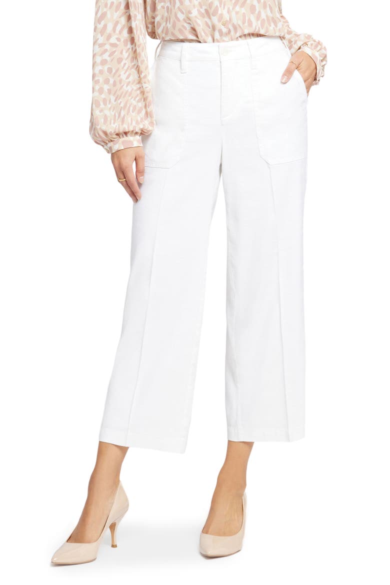 Linen Blend Crop Wide Leg Pants, Main, color, OPTIC WHITE