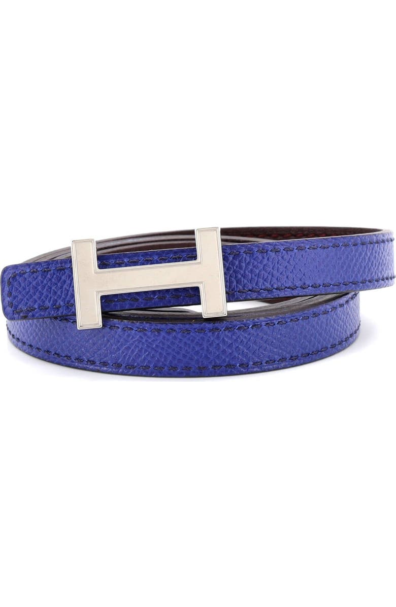 Pre-Owned Hermes Focus Reversible Belt Leather Thin, Main, color, Blue