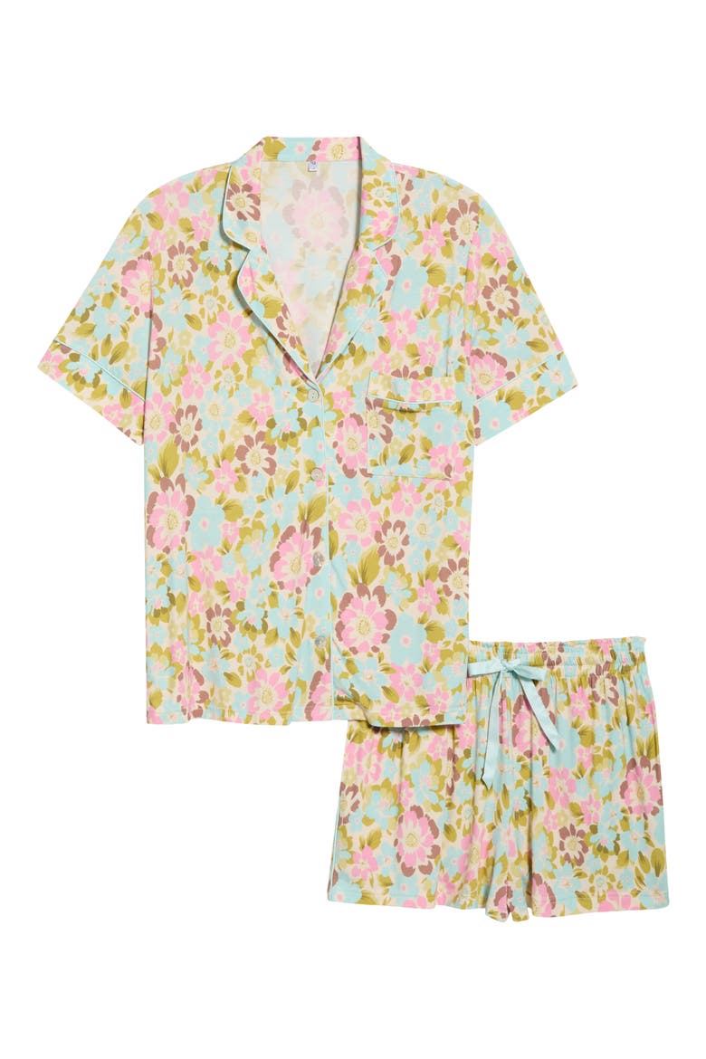 Stretch Modal Short Pajamas, Alternate, color, PAINTED BLOOMS